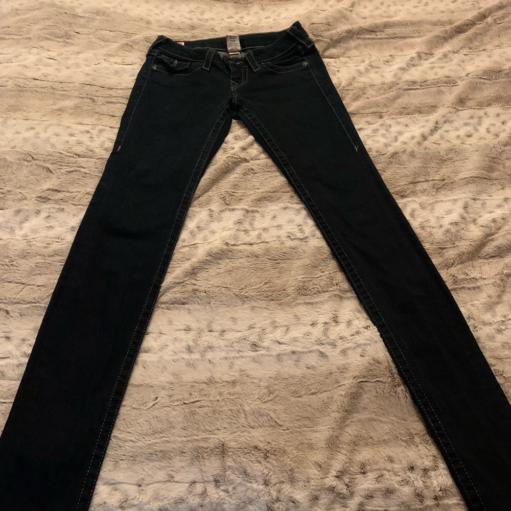 Dark wash sparkle true religion skinny jeans